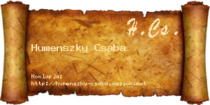 Humenszky Csaba névjegykártya